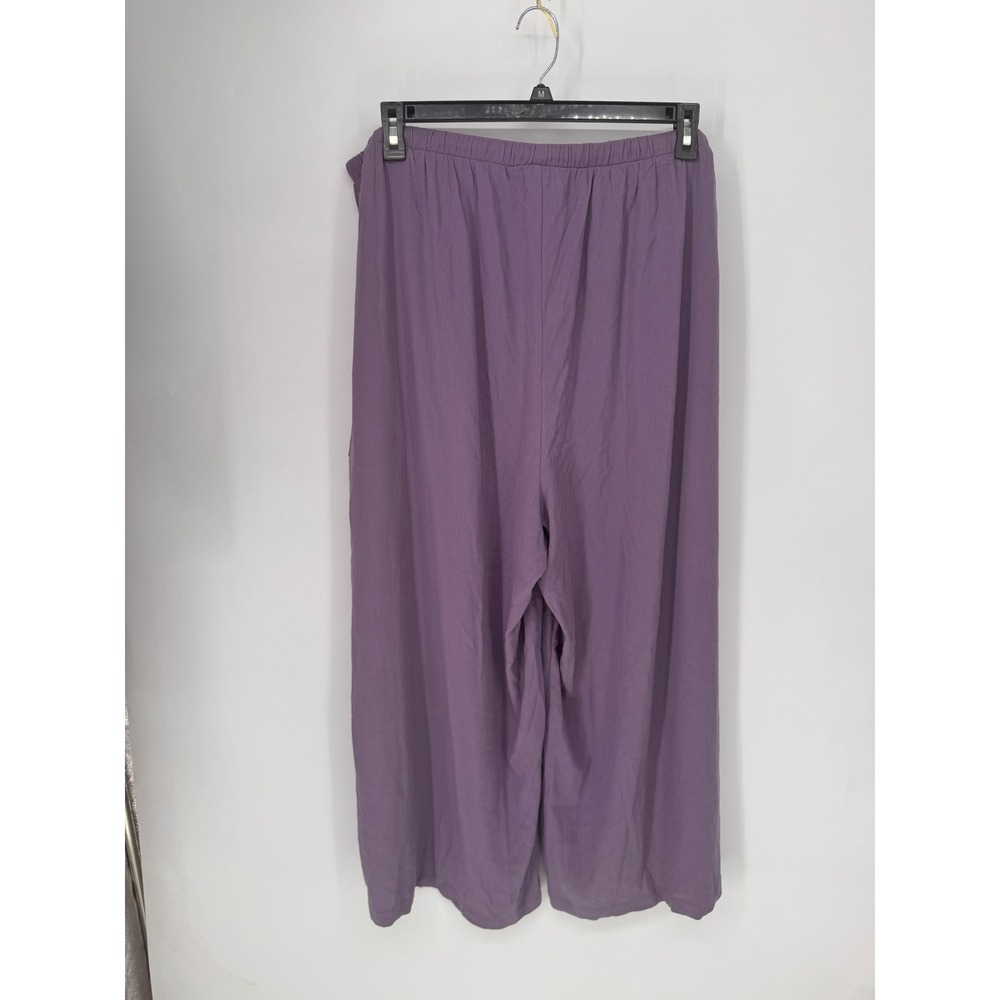 Torrid Pants Women 2 Purple Wide Leg Cargo Pocket Drawstring Textured Gaucho - Picture 5 of 9
